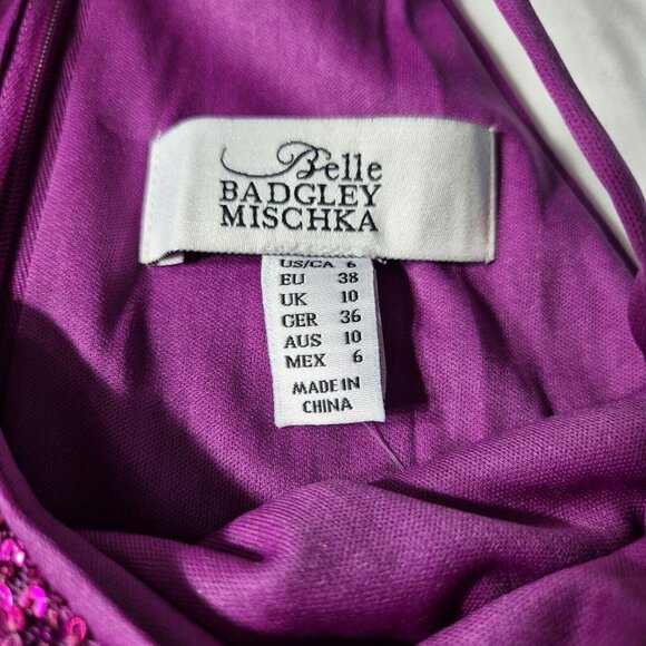 Belle Badgley Mischka Women's Dress Size 6 Sequin Dress Evening PinkFuchsia (47) - Picture 10 of 11